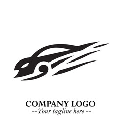 Car Running Fast Logo Symbol in Black on the White Background with Dynamic Speed Design