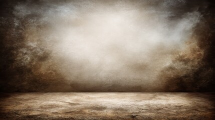 A dramatic, textured background featuring an aged concrete wall and floor, with a bright, faded center against dark, grunge-like edges. Perfect for product display or atmospheric designs, blurred bg
