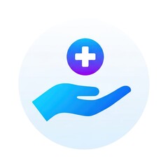 Obraz premium Abstract hand holding a plus sign for healthcare or medical concepts