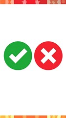 Obraz premium A whimsical digital illustration featuring a green check mark and a red X symbol