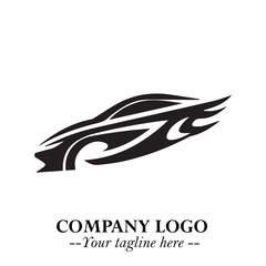 Car Running Fast Logo Symbol in Black on the White Background with Dynamic Speed Design