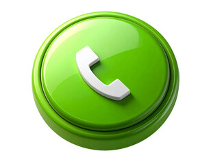 Modern 3D Green WhatsApp Icon Button with White Phone Symbol Isolated on Transparent Background PNG