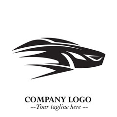 Car Running Fast Logo Symbol in Black on the White Background with Dynamic Speed Design
