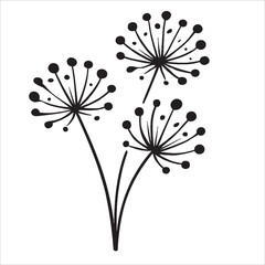 Abstract Dandelion Flower Silhouette Vector: Minimalist Floral Design Element