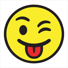 Winking Face With Tongue Out Emoji Icon Vector Graphic