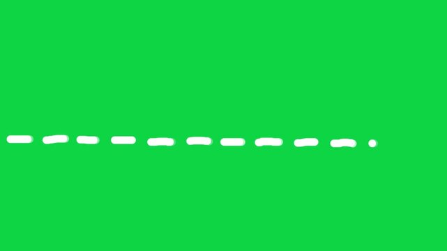 Dashed Line Drawing on Green Screen, Chroma Key Horizontal Footage Wiggle scribbled