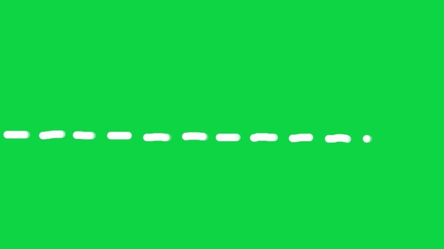 Dashed Line Drawing on Green Screen, Chroma Key Horizontal Footage Wiggle scribbled