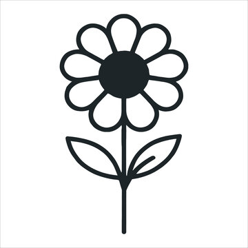 Simple Daisy Flower Line Art Botanical Summer Bloom Vector Icon
