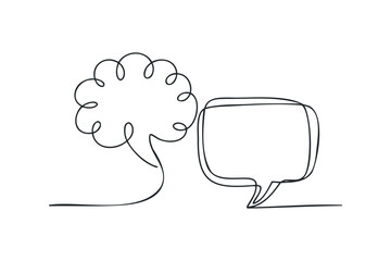 Naklejka premium Two speech bubble outlines in minimalist line art style