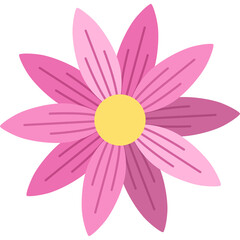 Pink Daisy Flower With Yellow Center And Transparent Background For Spring Decoration