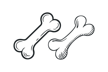 Obraz premium Two stylized dog bones with simple line art