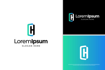 Letter C and H icon, real estate logo design template