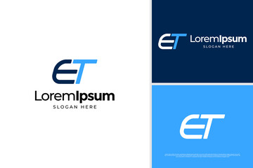 Abstract letter E T or ET icon logo design template