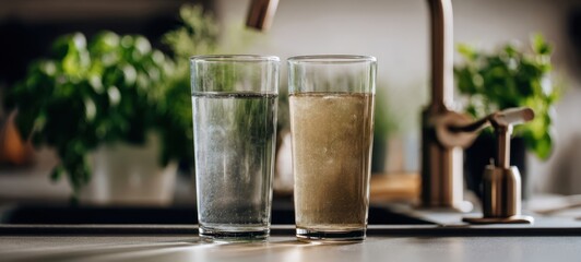The Glasses Showing One Clear And One Cloudy Glass Of Water In Kitchen Sink