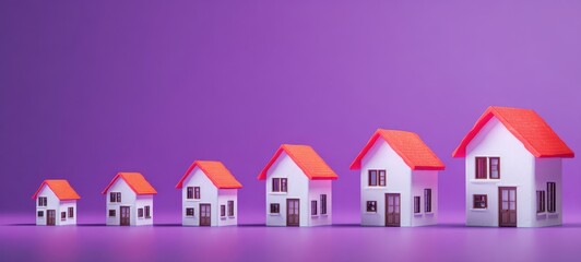 The Houses in a Row Showing Growth Concept for Real Estate Investment