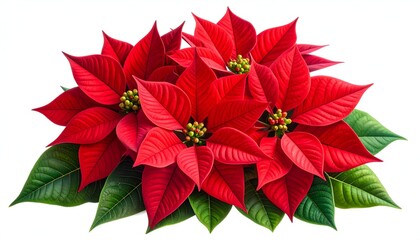 Obraz premium Vibrant red poinsettia flowers arranged beautifully, showcasing their intricate leaves and natural beauty