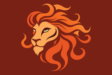 Lion head with wavy mane