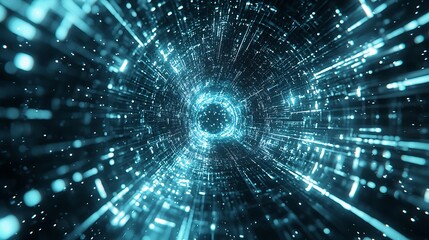 Fototapeta premium Futuristic light path expanding through digital corridor high resolution picture