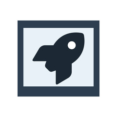 Monotone Rocket Icon in Flat Design