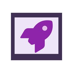 Purple Rocket Icon in Flat Design