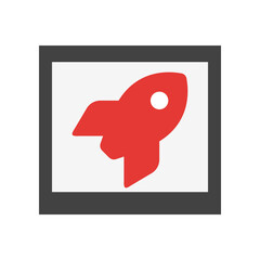Red Rocket Icon in Flat Design