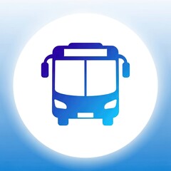 Modern bus icon public transportation symbol on blue gradient background