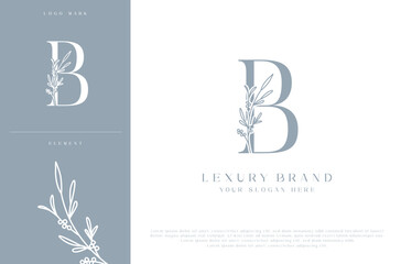 B botanical monogram initial letters logo