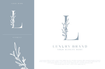 L botanical monogram initial letters logo