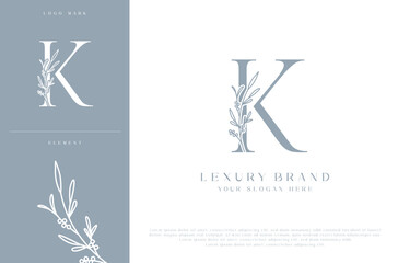 K botanical monogram initial letters logo