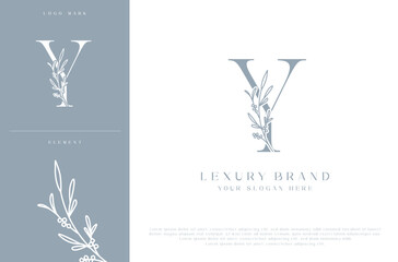 Y botanical monogram initial letters logo