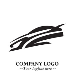 Car Running Fast Logo Symbol in Black on the White Background with Dynamic Speed Design
