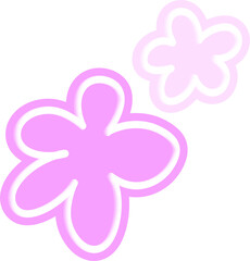 Pastel Pink Floral Duo Glowing Outline Cute Flower Set PNG