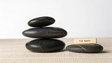 Black stones in balance symbolizing equilibrium and tranquility