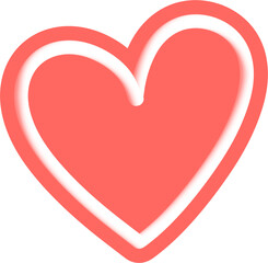 Pastel Red Glowing Heart Shape Hand Drawn Vector PNG