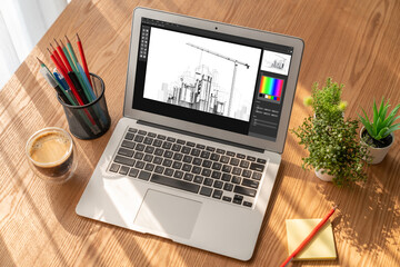 Fototapeta premium Architectural design modish software application for architect business and professional designer