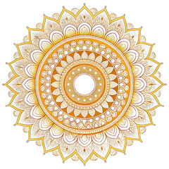 Golden mandala with intricate details isolated on white background
