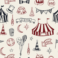 Hand drawn doodle circus seamless pattern © Maria