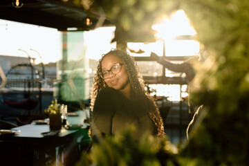 Young woman reflection in a mirror