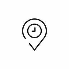 clock inside pin icon sign vector