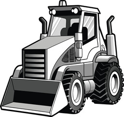 Heavy Wheel Loader Front Shovel Machine Vector