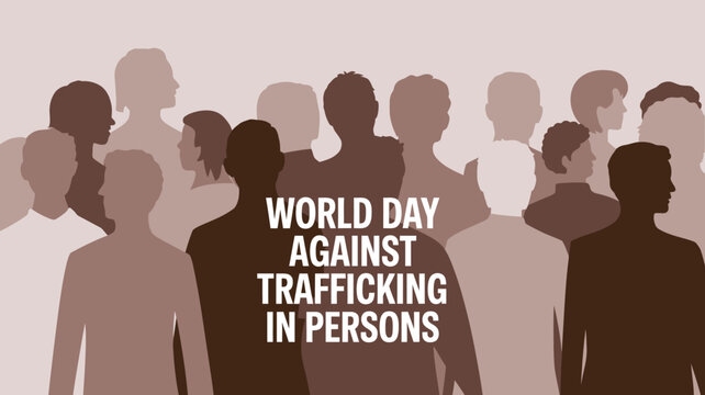 Silhouetted Crowd for World Day Against Trafficking in Persons Raises Awareness and Support