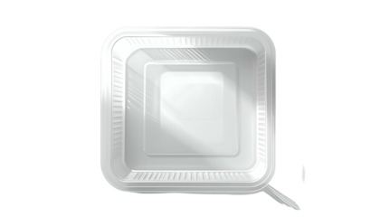 White takeout container with a ribbed edge, top-down view