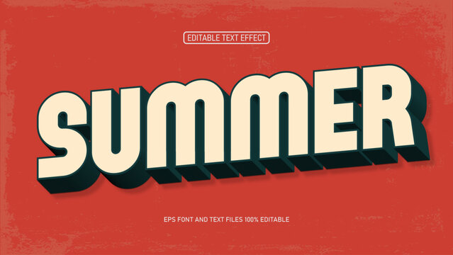 Summer 3d text style retro editable text effect