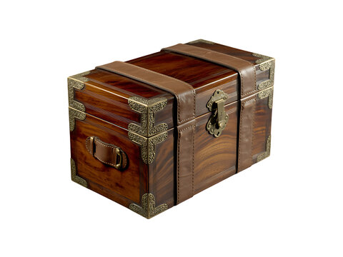 Wooden chest isolated on transparent background