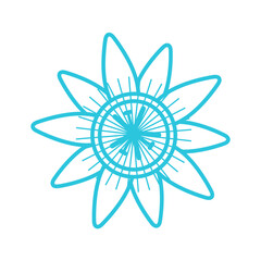 Passion flower icon, Isolated on white background. Blue icon set.