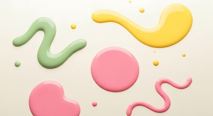 Obraz premium Abstract Spills of Pastel Nail Polish or Paint in Various Shapes