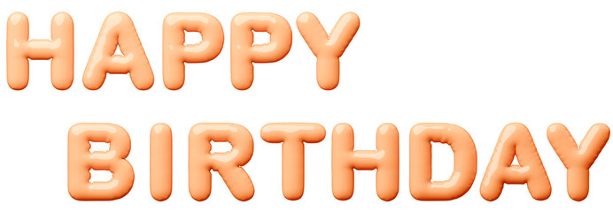 3D画像_風船_HAPPY BIRTHDAY_オレンジ