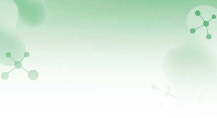 Obraz premium Abstract green background with molecular shapes and gradient bubbles for technology or science themes