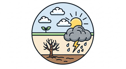 Fototapeta premium Explore climate change impact on environment weather patterns and natural disaster illustration design vector