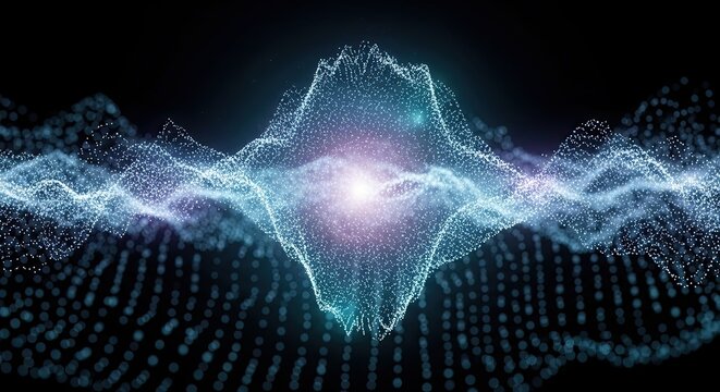 Abstract Digital Waveform with Central Light Source.